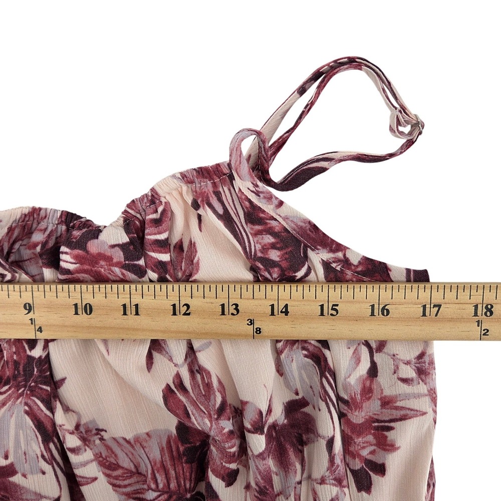 Banana‎ Republic Gauze Maxi Dress L Violet Floral Tiered Smocked Summer - Picture 5 of 9